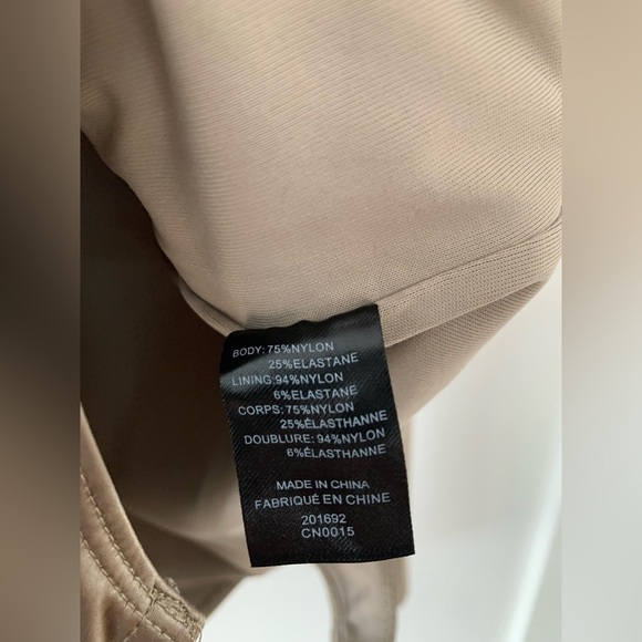 GOLDSIGN Square Neck Metallic Nude Thong Bodysuit - Picture 5 of 13